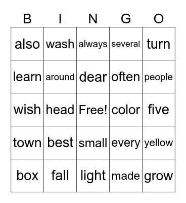 Marri Bingo Card