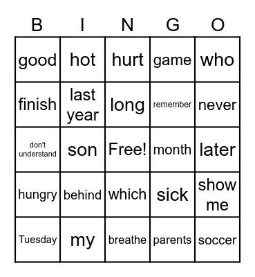 Bingo Sign Review Bingo Card