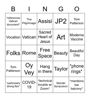 SAAZ Bingo Card