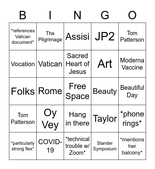 SAAZ Bingo Card