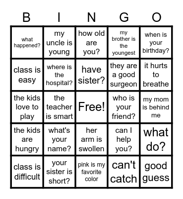 Bingo Sentence Sign Review Bingo Card