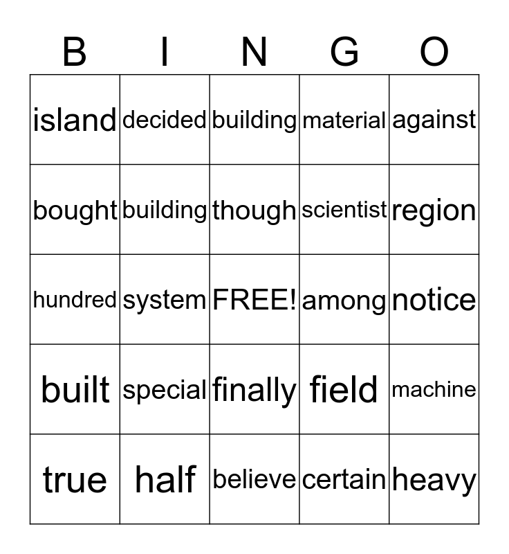Second Grade Sight Words Units 5 & 6 Bingo Card