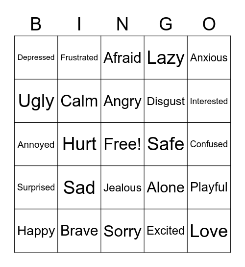 FEELINGS Bingo Card