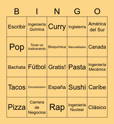 SSO Bingo Card