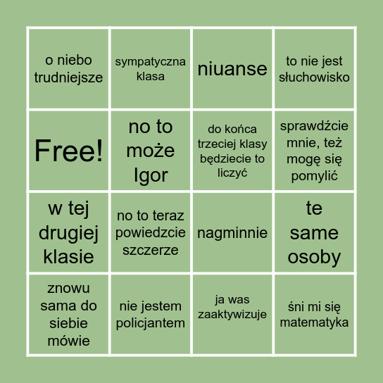 MATEMATYKA 2F Bingo Card