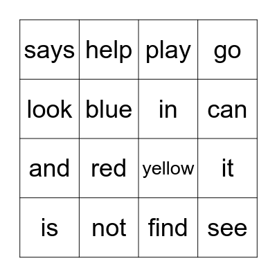 2.1 Sight Words Bingo Card