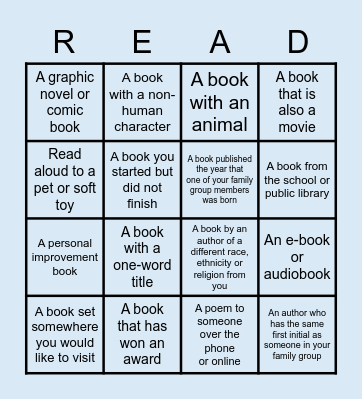 Somersfield Family Readathon Bingo Card