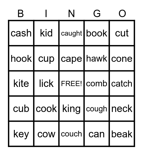 K words Bingo Card
