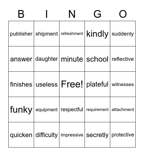 Wilson 6.1 Bingo Card