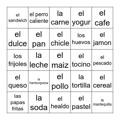 Loteria- la comida Bingo Card
