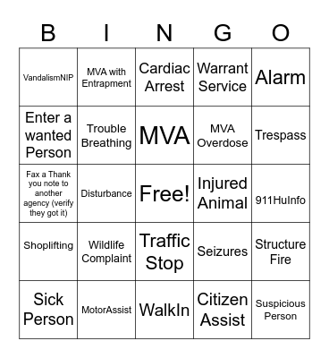 Telecommunicator Week Bingo Card