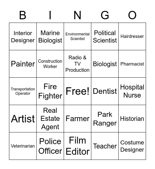 Career Bingo! Bingo Card