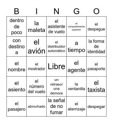 El Avión Bingo Card