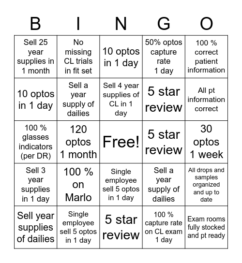 Technician Bingo Card