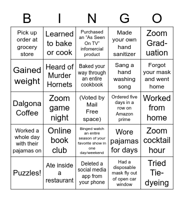 LCB Covid Bingo Card