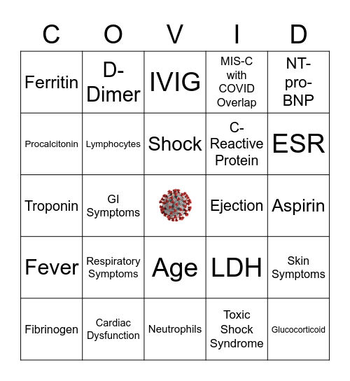 MIS-C Bingo Card