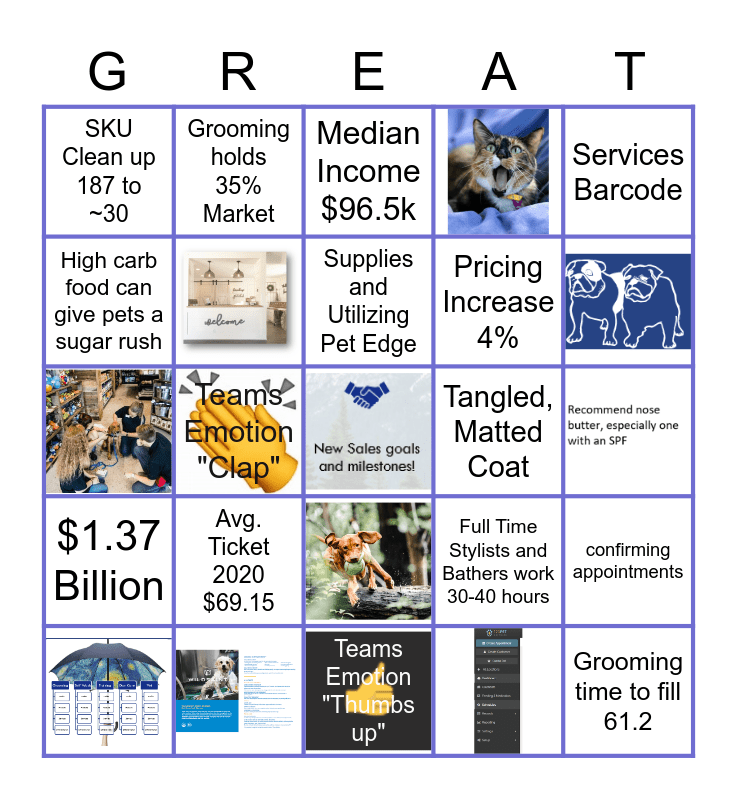 Services Bingo Card