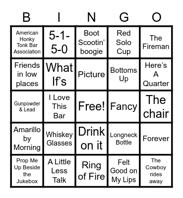 Donkey's Country Bingo Card