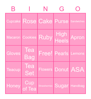 Ladies' Tea Bingo Card