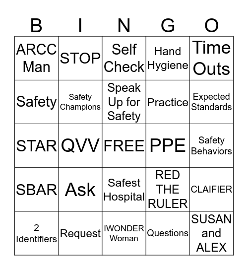 WE ARE SAFE Bingo Card