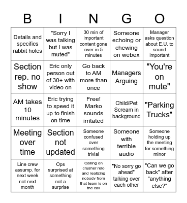3M Assumptions Bingo Card