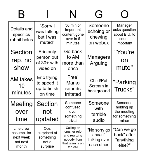 3M Assumptions Bingo Card