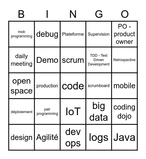 Developpeur Bingo Card