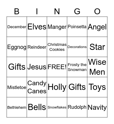 CHRISTMAS Bingo Card