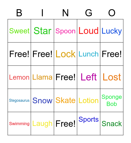 L & S Bingo Card