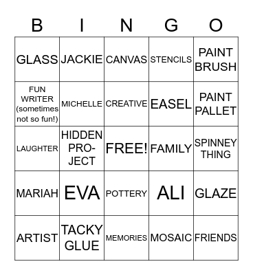 ART CAFE Bingo Card