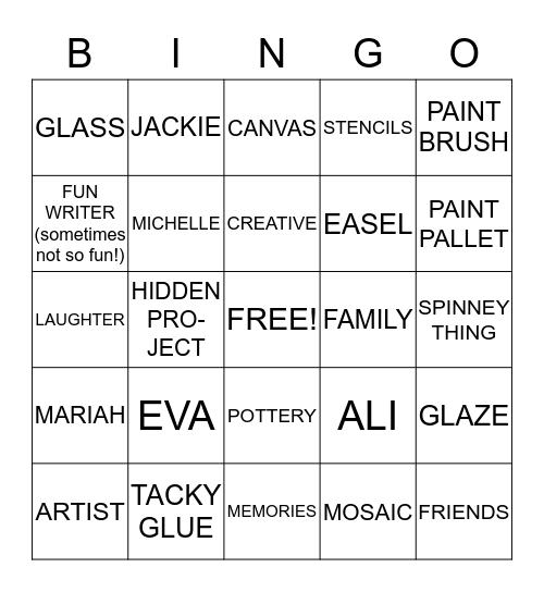 ART CAFE Bingo Card