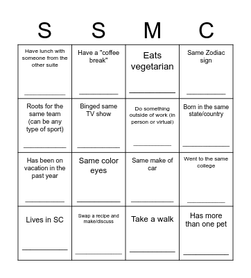 Get To Know You Bingo Card