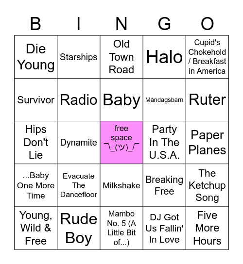 musikkbingo med mnsu!! Bingo Card