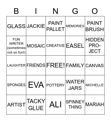 ART CAFE Bingo Card