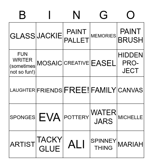 ART CAFE Bingo Card