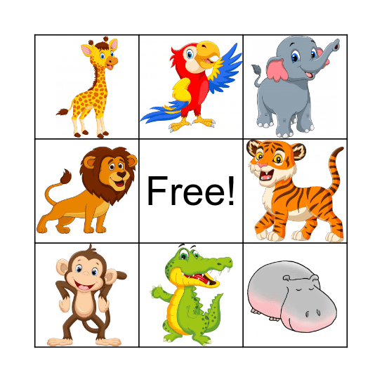 Wild animals Bingo Card