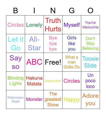 MUSIC BINGO Card