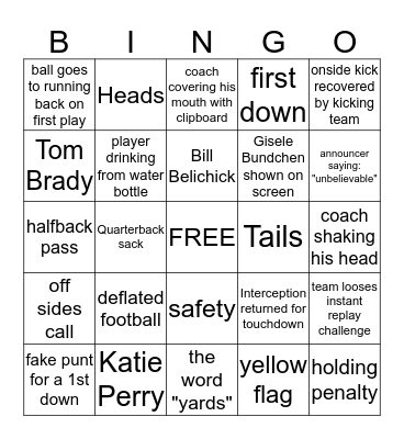 Super Bowl Bingo! Bingo Card