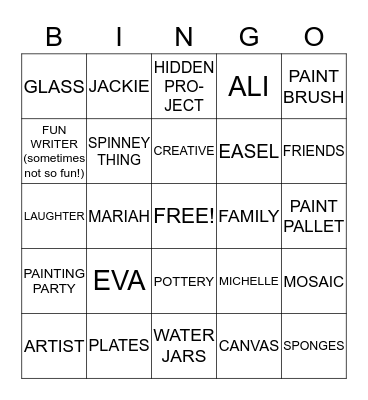 ART CAFE Bingo Card