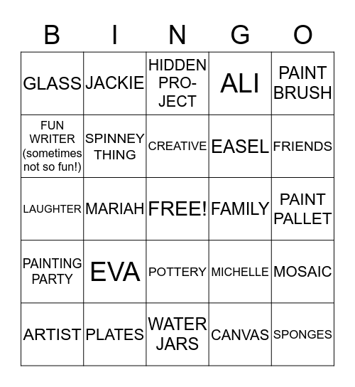 ART CAFE Bingo Card