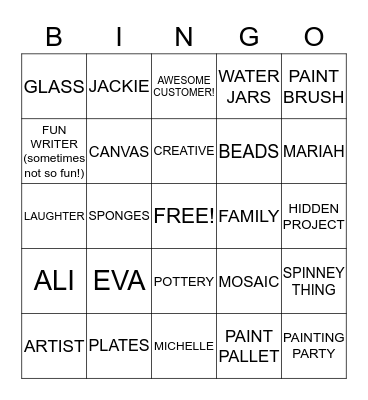 ART CAFE Bingo Card