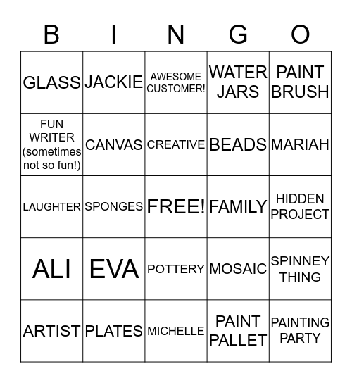 ART CAFE Bingo Card