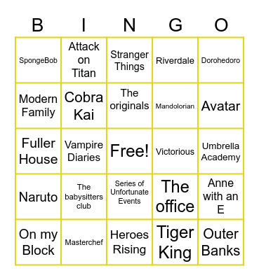 Binge Bingo Card