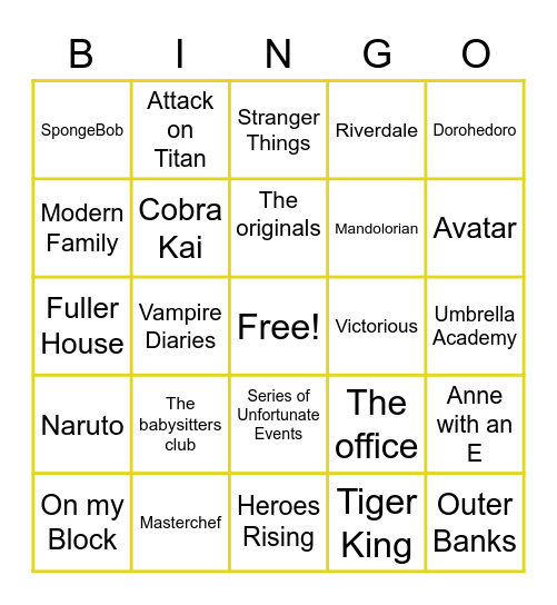Binge Bingo Card