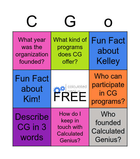 Calculated Genius Bingo Card