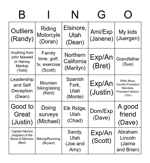 WBH Working Days Bingo Card