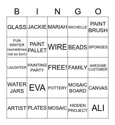 ART CAFE Bingo Card