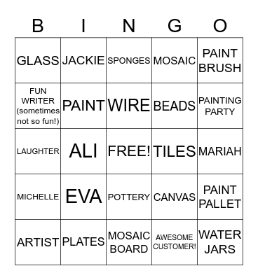 ART CAFE Bingo Card