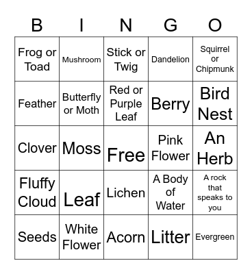 NATURE BINGO Card