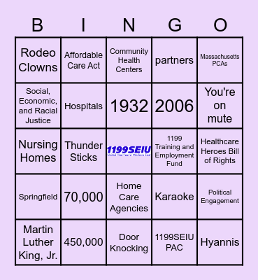 1199SEIU Newly Elected Event Bingo Card